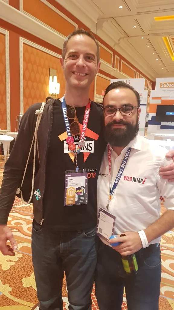 Marcio Maciel with Vinai Kopp (Magento Titans) at Magento Imagine Conference 2018 in Las Vegas